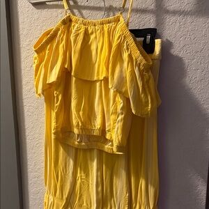 Yellow Ruffled Women's Top and Skirt Set